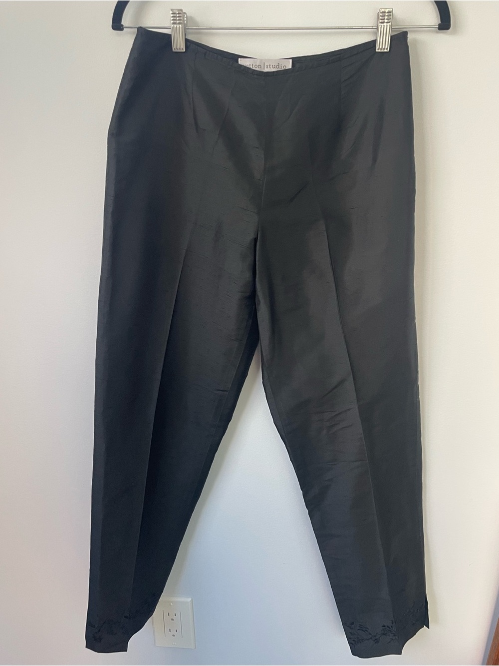 Vintage Black Sutton Studio 100% Silk Pants with beaded detail